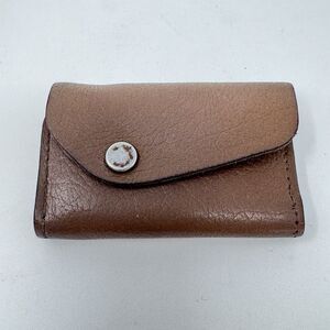 Vintage Brown Cowhide Leather Tri-Fold 6 Key Holder Wallet Spring Steel Hooks
